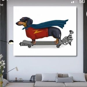 New-Vibrant Dachshund Superhero Canvas Art